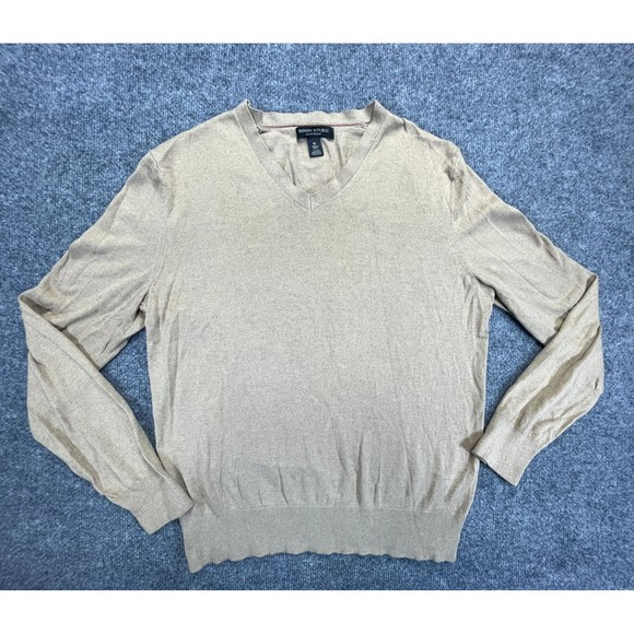 Banana Republic Men’s Medium Luxury Blend V Neck Sweater Brown Silk Cashmere - Picture 2 of 8